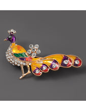 Load image into Gallery viewer, Felisha's Box 'Rana' Orange Peacock Brooch