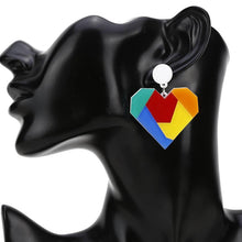 Load image into Gallery viewer, Vibrant Rainbows 'Jasmine' Heart Colored Dangles