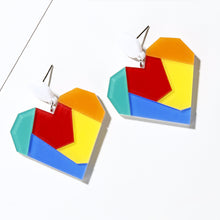 Load image into Gallery viewer, Vibrant Rainbows 'Jasmine' Heart Colored Dangles